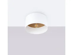 Sollux Lighting Lámparas De Techo Telesto Escandinavo De Tela/Madera/Acero - 1 Fuentes Luminosas - L.35 X A.20 Cm - Blanco/Marrón Claro Marru00f3n / Blanco