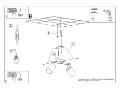 Sollux Lighting Lámparas de techo Torim minimalista de acero - 2 fuentes luminosas 4000K - L.26 x A.20 cm - Negro Discount