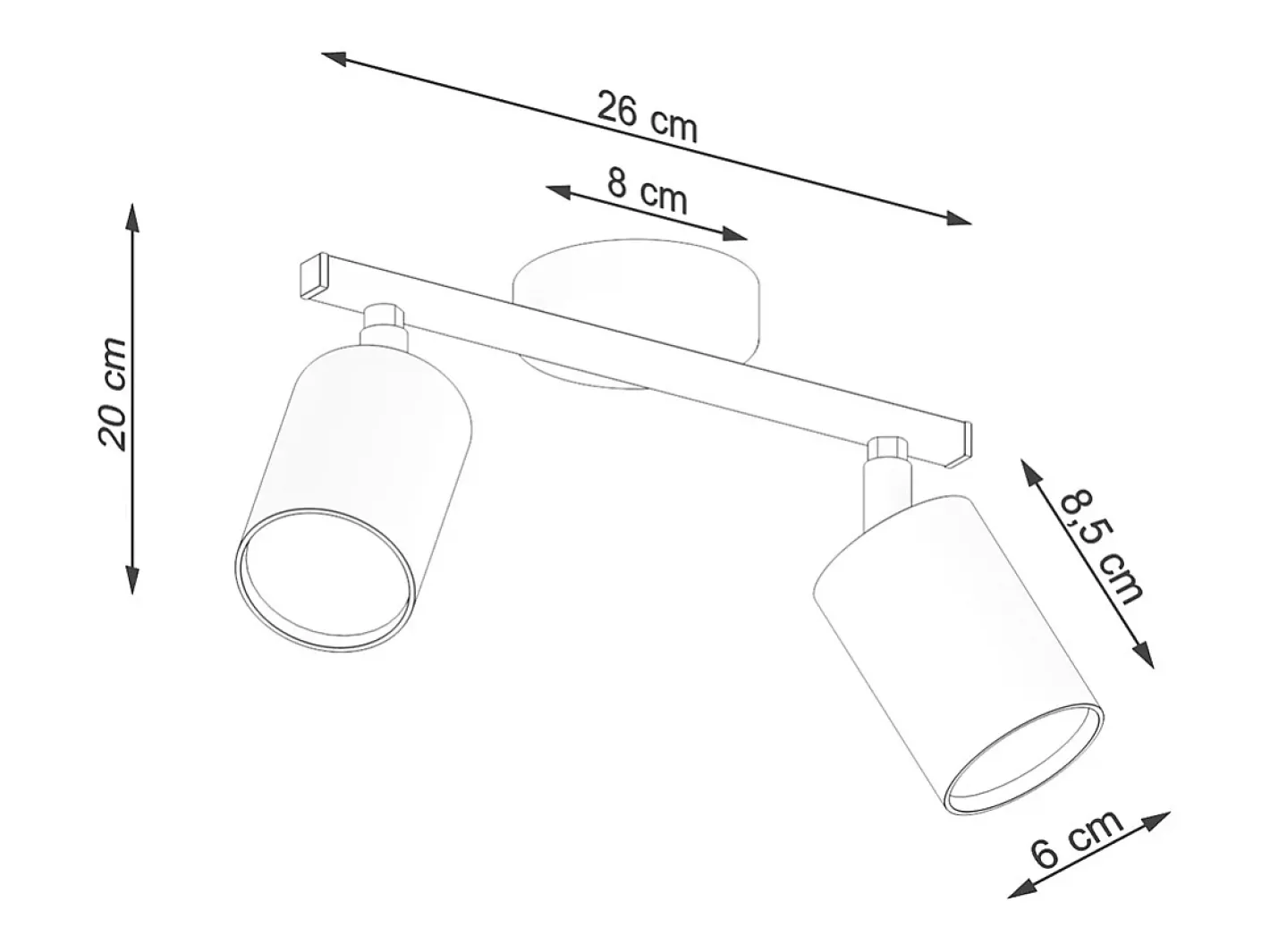 Sollux Lighting Lámparas de techo Torim minimalista de acero - 2 fuentes luminosas 4000K - L.26 x A.20 cm - Negro Discount