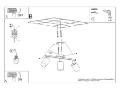 Sale Sollux Lighting Lámparas de techo Torim minimalista de acero - 3 fuentes luminosas 3000K - L.46 x A.20 cm - Negro