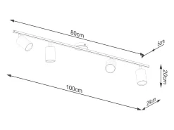 Sollux Lighting Plafón-Lámparas de techo Torim moderno de acero - 4 fuentes luminosas 4000K - L.100 x A.20 cm - Negro