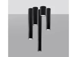 Sollux Lighting Plafón-Lámparas de techo Toris moderno de acero - 1 fuentes luminosas 3000K - L.6 x A.20 cm - Negro