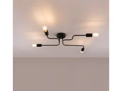 Sollux Lighting Plafón-Lámparas De Techo Vector Industrial De Acero - 4 Fuentes Luminosas - L.78 X A.15,5 Cm - Negro