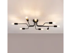 Sollux Lighting Plafón-Lámparas De Techo Vector Industrial De Acero - 8 Fuentes Luminosas - L.103 X A.15,5 Cm - Negro