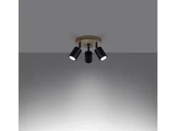 Best Sollux Lighting Lámparas De Techo Verdo Escandinavo De Acero/Madera - 3 Fuentes Luminosas - L.33 X A.17 Cm - Madera Negra Negro