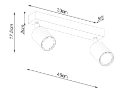 Sollux Lighting Lámparas De Techo Verdo Moderno De Acero/Madera - 2 Fuentes Luminosas - L.46 X A.17,5 Cm - Madera Negra Negro Sale