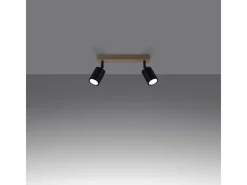 Sollux Lighting Lámparas De Techo Verdo Moderno De Acero/Madera - 2 Fuentes Luminosas - L.46 X A.17,5 Cm - Madera Negra Negro Sale