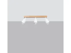 Sollux Lighting Plafón-Lámparas De Techo Verdo Moderno De Acero/Madera - 3 Fuentes Luminosas - L.61 X A.17,5 Cm - Madera Blanca Blanco