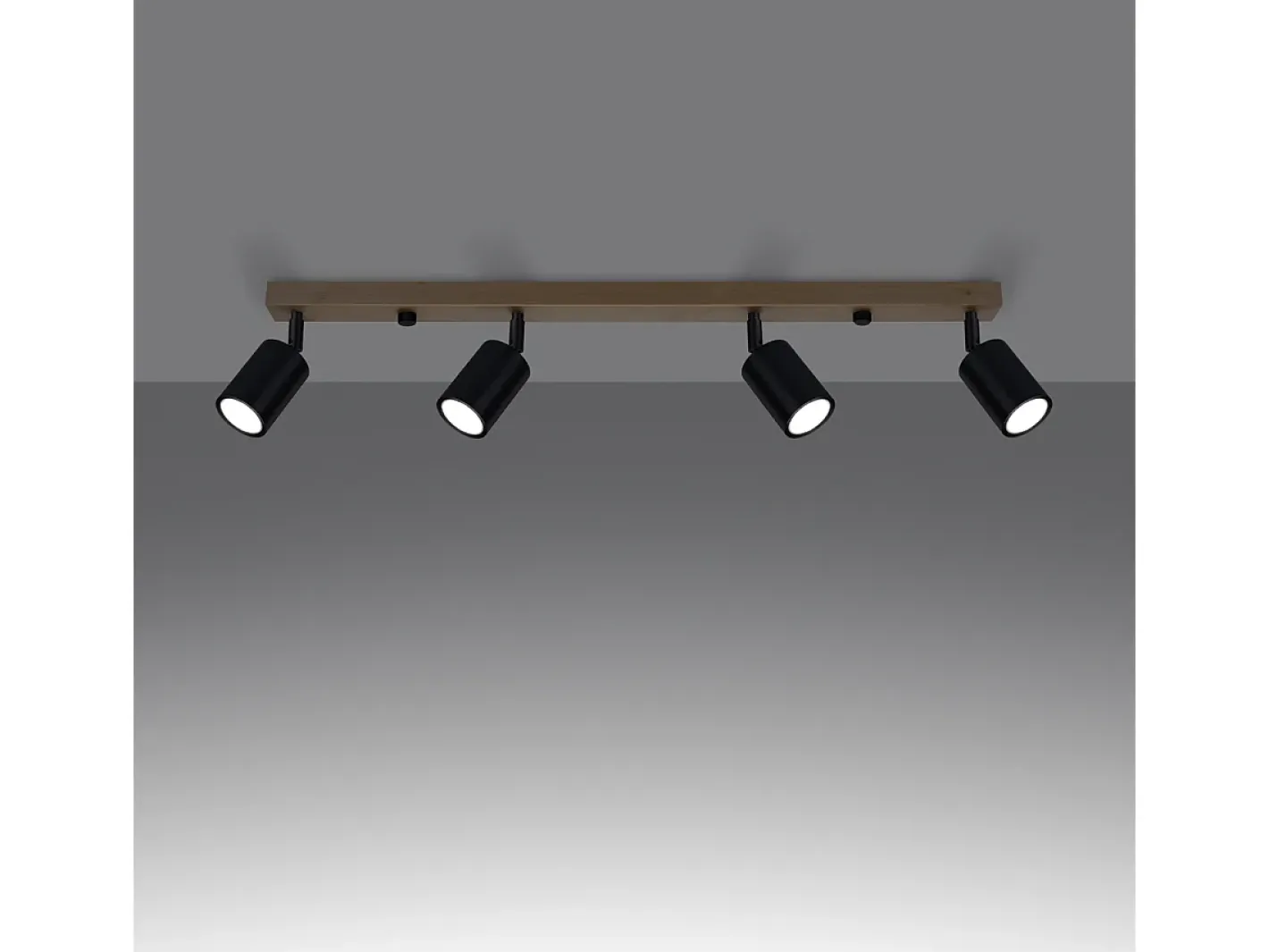 Clearance Sollux Lighting Lámparas De Techo Verdo Moderno De Acero/Madera - 4 Fuentes Luminosas - L.96 X A.17,5 Cm - Madera Negra Negro