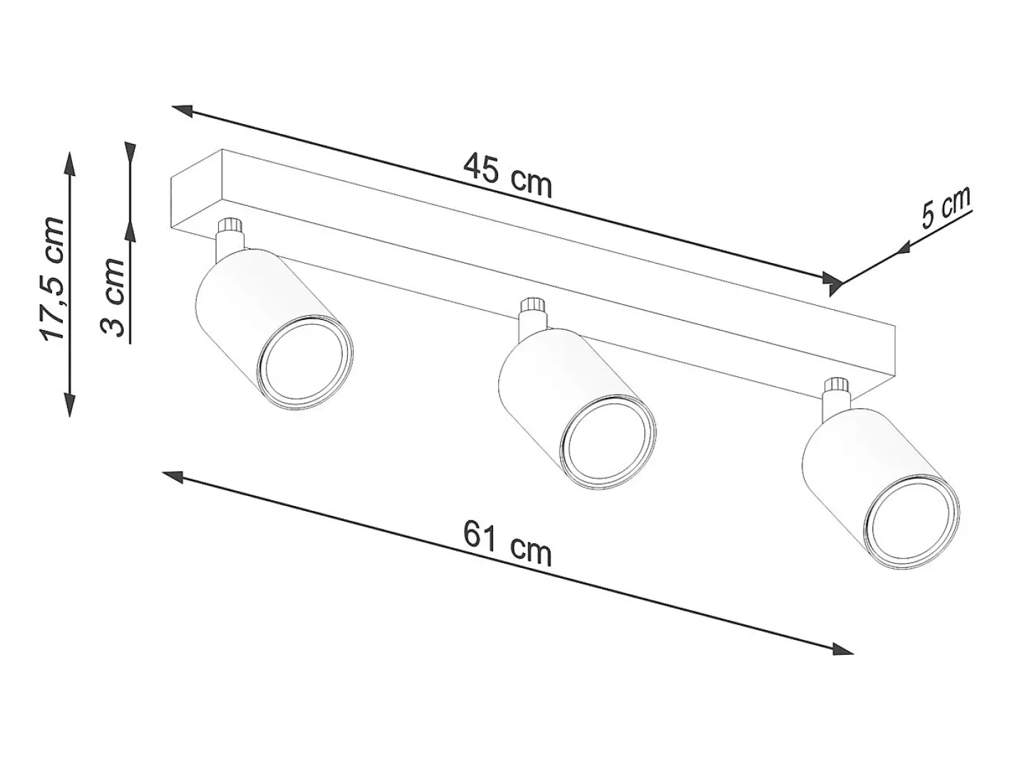 Sollux Lighting Plafón-Lámparas De Techo Verdo Moderno De Acero/Madera - 3 Fuentes Luminosas - L.61 X A.17,5 Cm - Madera Negra Negro