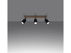 Sollux Lighting Plafón-Lámparas De Techo Verdo Moderno De Acero/Madera - 3 Fuentes Luminosas - L.61 X A.17,5 Cm - Madera Negra Negro