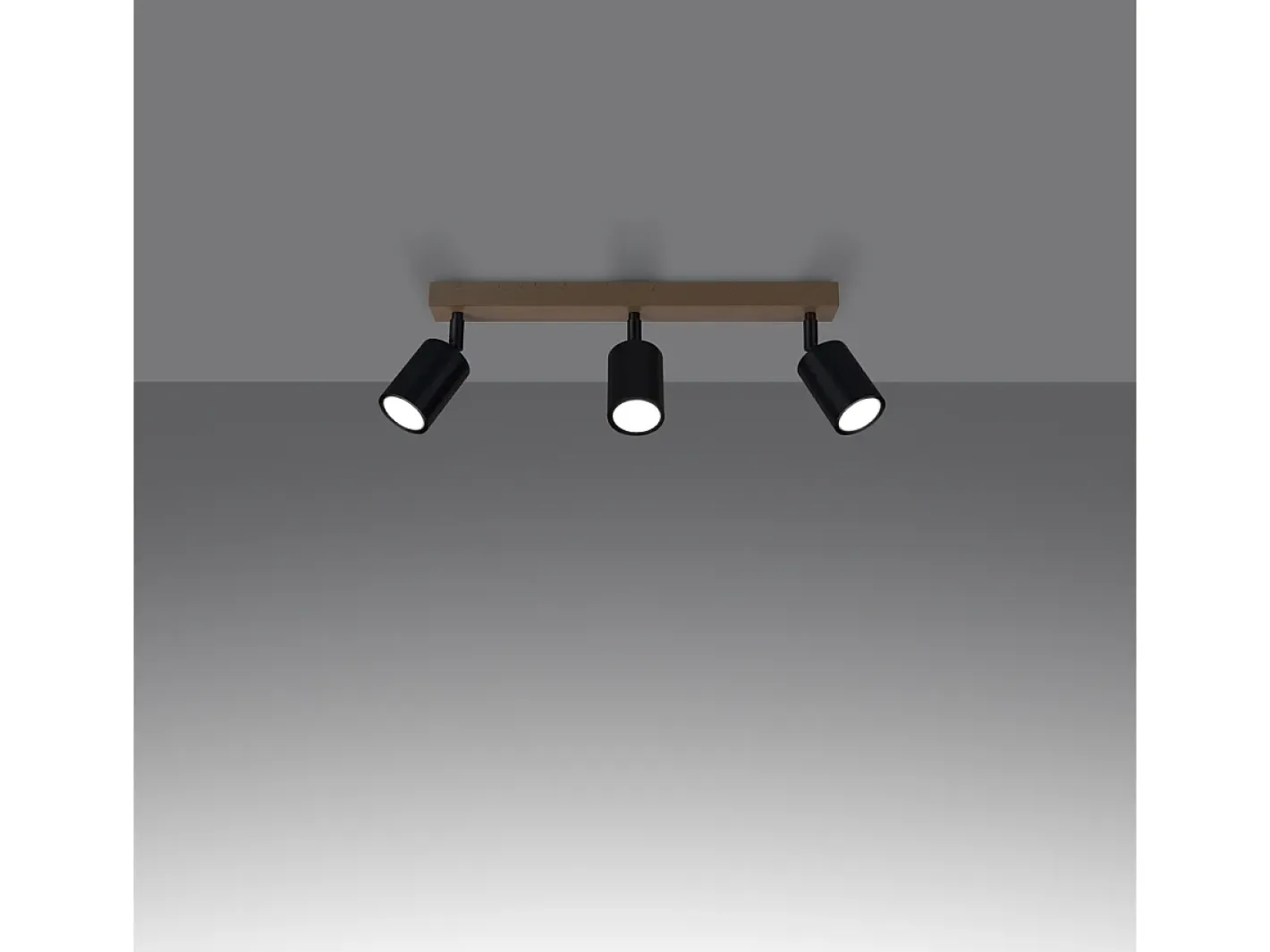 Sollux Lighting Plafón-Lámparas De Techo Verdo Moderno De Acero/Madera - 3 Fuentes Luminosas - L.61 X A.17,5 Cm - Madera Negra Negro