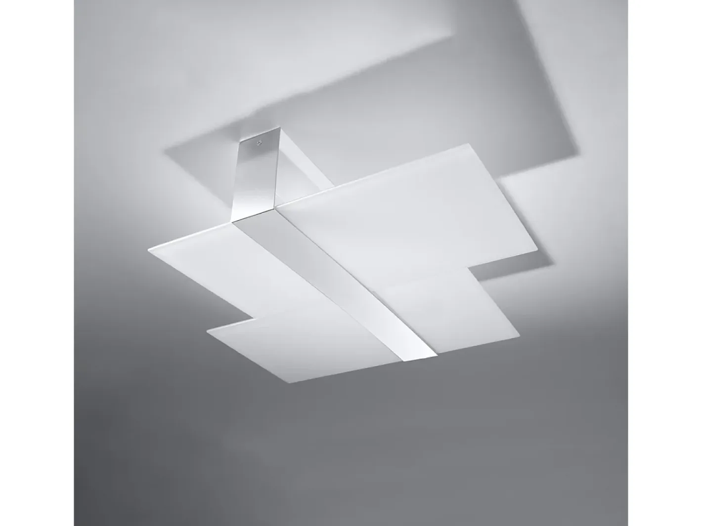 New Sollux Lighting Lámparas de techo Verre moderno de acero/vidrio - 2 fuentes luminosas 3000K - L.65 x A.11 cm - cromo/blanco Gris
