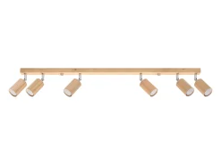 Sollux Lighting Lámparas de techo Vorix escandinavo de madera - 6 fuentes luminosas 3000K - L.120 x A.20 cm - roble Marru00f3n New