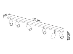 Sollux Lighting Lámparas de techo Vorix escandinavo de madera - 6 fuentes luminosas 3000K - L.120 x A.20 cm - roble Marru00f3n New