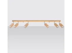 Sollux Lighting Lámparas de techo Vorix escandinavo de madera - 6 fuentes luminosas 3000K - L.120 x A.20 cm - roble Marru00f3n New