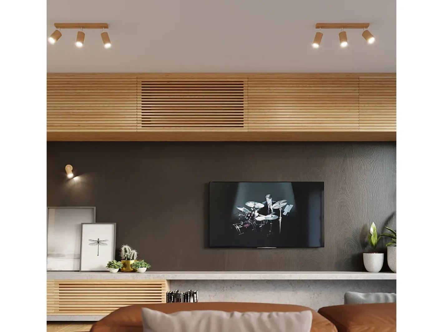 Best Sollux Lighting Lámparas de techo Vorix escandinavo de madera - 4 fuentes luminosas 4000K - L.80 x A.20 cm - roble Marru00f3n
