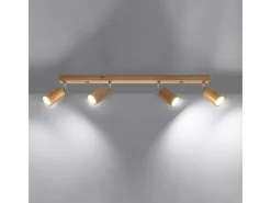 Best Sollux Lighting Lámparas de techo Vorix escandinavo de madera - 4 fuentes luminosas 4000K - L.80 x A.20 cm - roble Marru00f3n