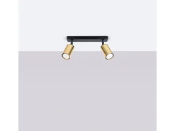 Sollux Lighting Plafón-Lámparas De Techo Winx Moderno De Acero - 2 Fuentes Luminosas - L.30 X A.18,5 Cm - Oro Negro Negro / Dorado
