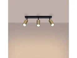 Clearance Sollux Lighting Lámparas De Techo Winx Moderno De Acero - 3 Fuentes Luminosas - L.45 X A.18,5 Cm - Oro Negro Negro / Dorado