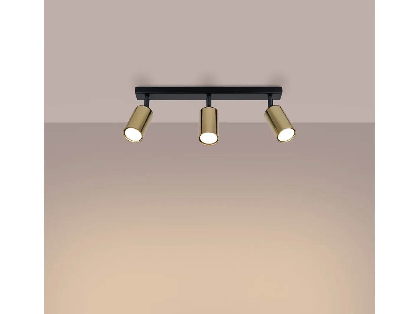 Clearance Sollux Lighting Lámparas De Techo Winx Moderno De Acero - 3 Fuentes Luminosas - L.45 X A.18,5 Cm - Oro Negro Negro / Dorado
