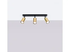 Clearance Sollux Lighting Lámparas De Techo Winx Moderno De Acero - 3 Fuentes Luminosas - L.45 X A.18,5 Cm - Oro Negro Negro / Dorado