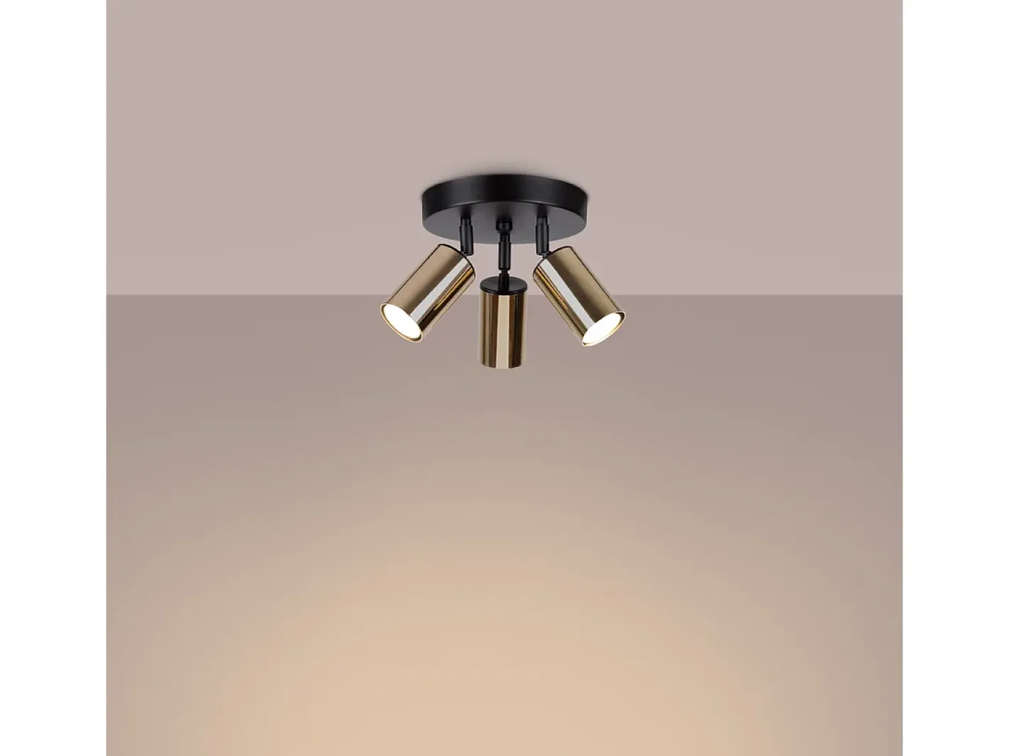 Sollux Lighting Plafón-Lámparas De Techo Winx Moderno De Acero - 3 Fuentes Luminosas - L.19,5 X A.20 Cm - Oro Negro