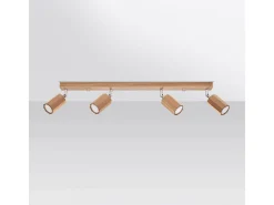 Sollux Lighting Lámparas de techo Xenor escandinavo de madera - 4 fuentes luminosas 3000K - L.80 x A.20 cm - roble Marru00f3n Discount
