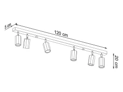 Best Sollux Lighting Lámparas de techo Xenor escandinavo de madera - 6 fuentes luminosas 3000K - L.120 x A.20 cm - roble Marru00f3n
