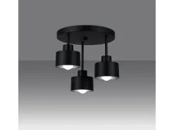 Hot Sollux Lighting Lámparas de techo Zavros moderno de acero - 3 fuentes luminosas 4000K - L.32 x A.29 cm - Negro