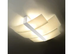 New Sollux Lighting Lámparas de techo Zelora moderno de acero/vidrio - 3 fuentes luminosas 4000K - L.61 x A.7 cm - Blanco