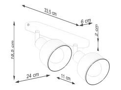 Sollux Lighting Lámparas de techo Zenda desván de acero - 2 fuentes luminosas 3000K - L.47 x A.18,5 cm - Negro Best