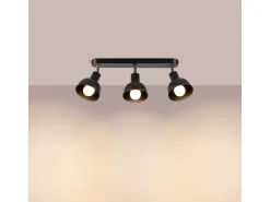 Sollux Lighting Lámparas de techo Zenda desván de acero - 3 fuentes luminosas 4000K - L.59 x A.18,5 cm - Negro New
