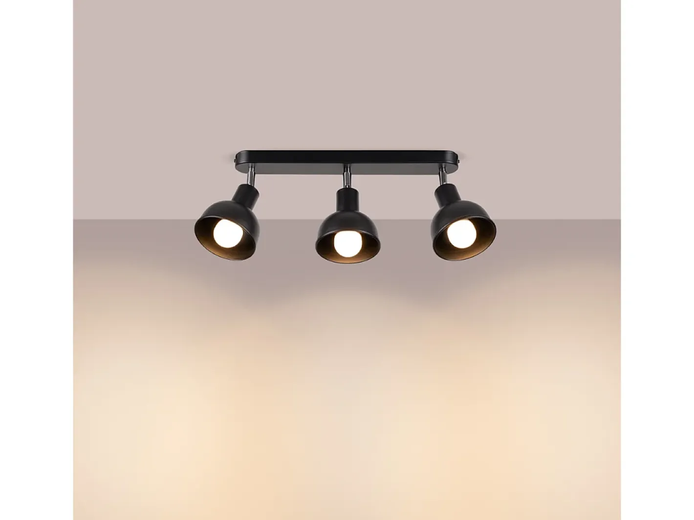 Sollux Lighting Lámparas de techo Zenda desván de acero - 3 fuentes luminosas 4000K - L.59 x A.18,5 cm - Negro New