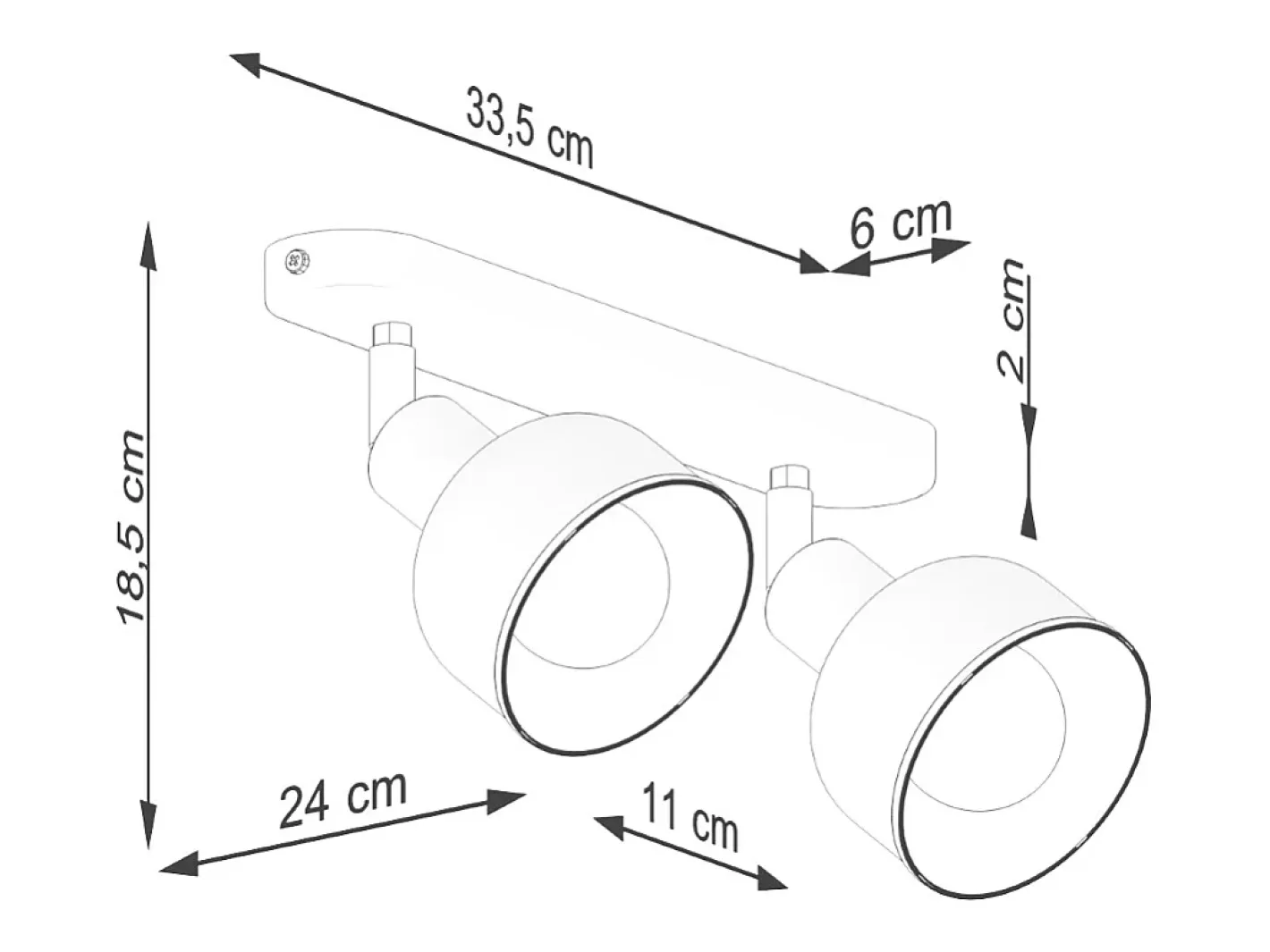 Sollux Lighting Lámparas de techo Zenda desván de acero - 2 fuentes luminosas 3000K - L.47 x A.18,5 cm - Blanco Outlet