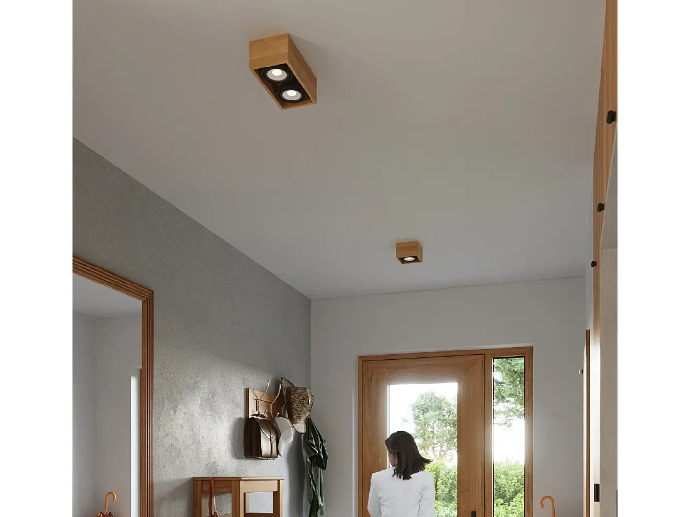 Sollux Lighting Lámparas de techo Zentra escandinavo de madera - 1 fuentes luminosas 4000K - L.14 x A.10 cm - madera natural Color natural claro Discount
