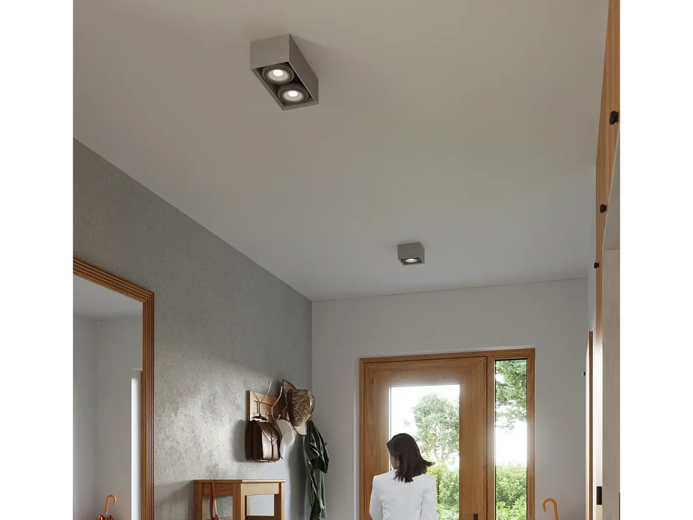 Sollux Lighting Plafón-Lámparas de techo Zentra industrial de concreto - 2 fuentes luminosas 4000K - L.27 x A.9 cm - Gris