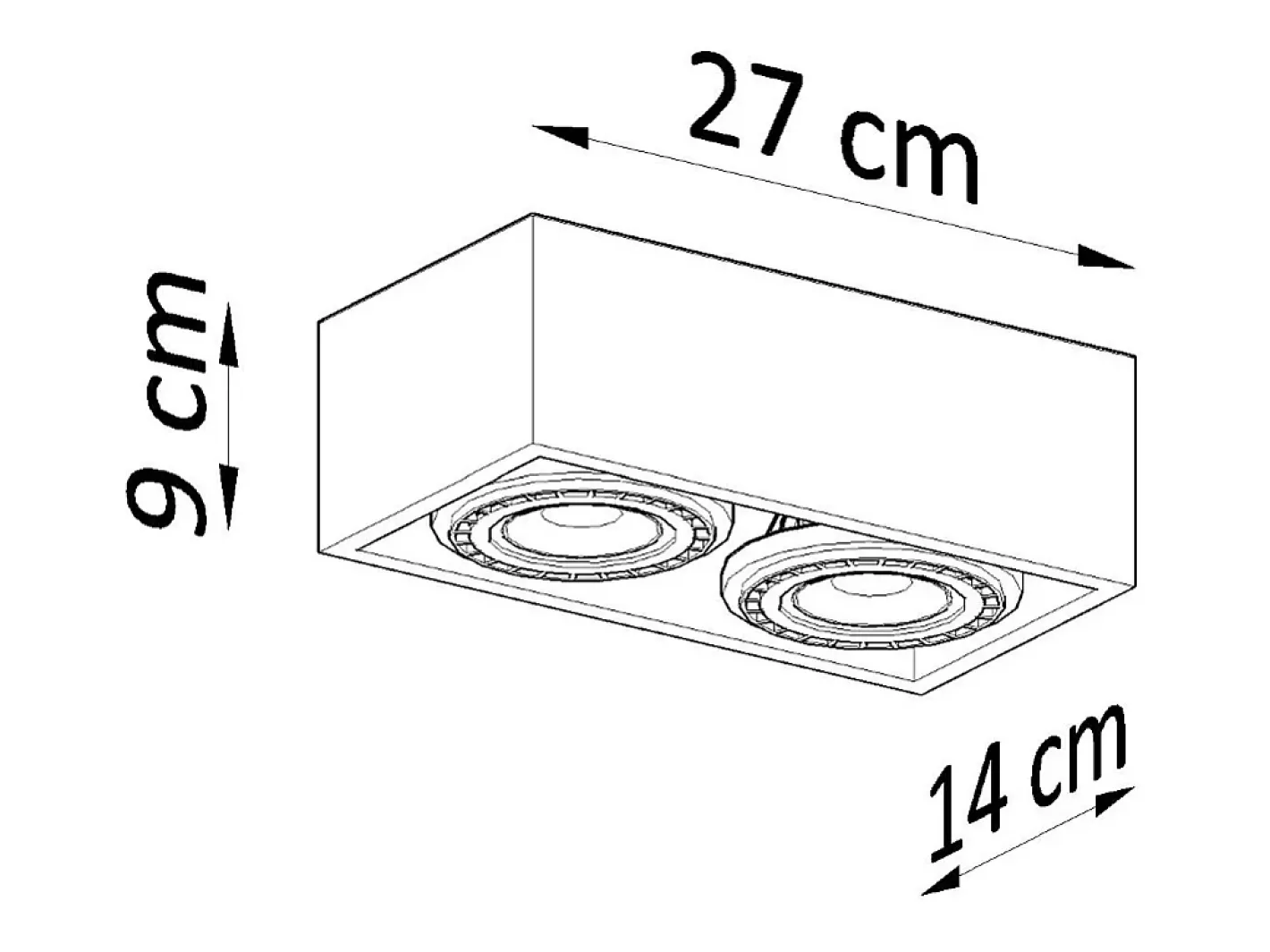 Sollux Lighting Plafón-Lámparas de techo Zentra industrial de concreto - 2 fuentes luminosas 4000K - L.27 x A.9 cm - Gris