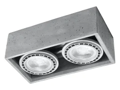 Sollux Lighting Plafón-Lámparas de techo Zentra industrial de concreto - 2 fuentes luminosas 4000K - L.27 x A.9 cm - Gris