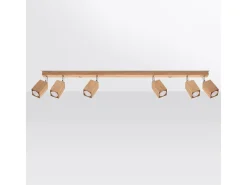 Best Sollux Lighting Lámparas de techo Zezu escandinavo de madera - 6 fuentes luminosas 3000K - L.120 x A.20 cm - roble Marru00f3n