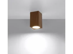 Sollux Lighting Plafón-Lámparas de techo Zezu escandinavo de madera - 1 fuentes luminosas 4000K - L.6 x A.10 cm - roble Marru00f3n