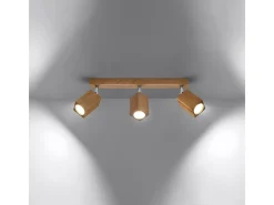 Discount Sollux Lighting Lámparas de techo Zezu escandinavo de madera - 3 fuentes luminosas 4000K - L.45 x A.20 cm - roble Marru00f3n