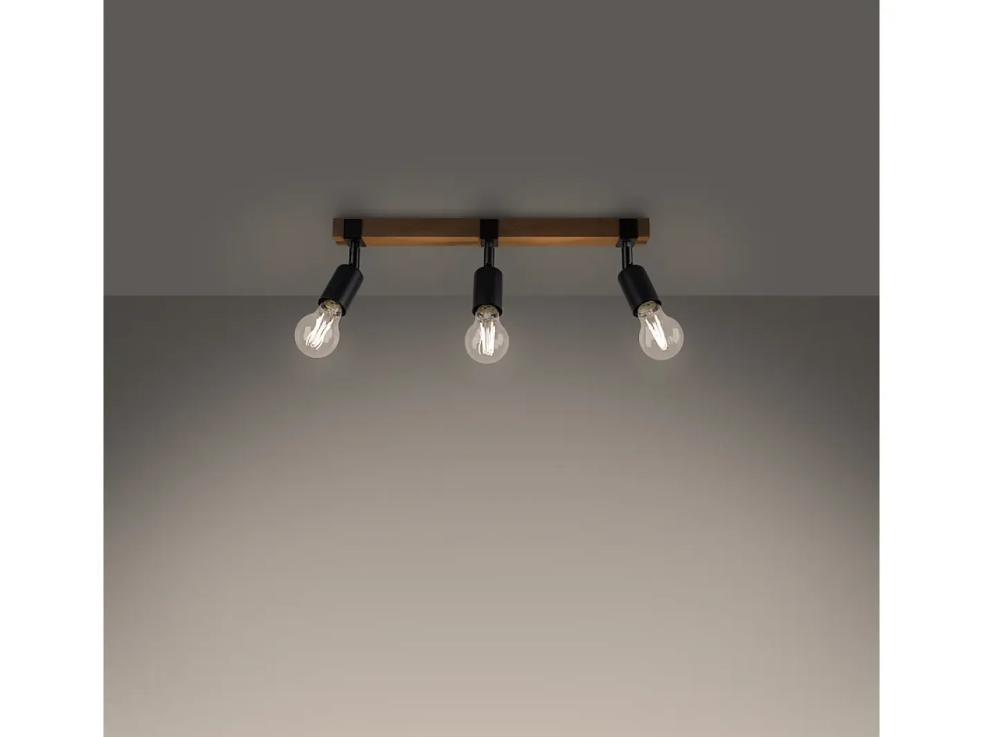 Sollux Lighting Lámparas De Techo Zuca Moderno De Acero/Madera - 3 Fuentes Luminosas - L.53 X A.14 Cm - Madera Negra Negro Hot