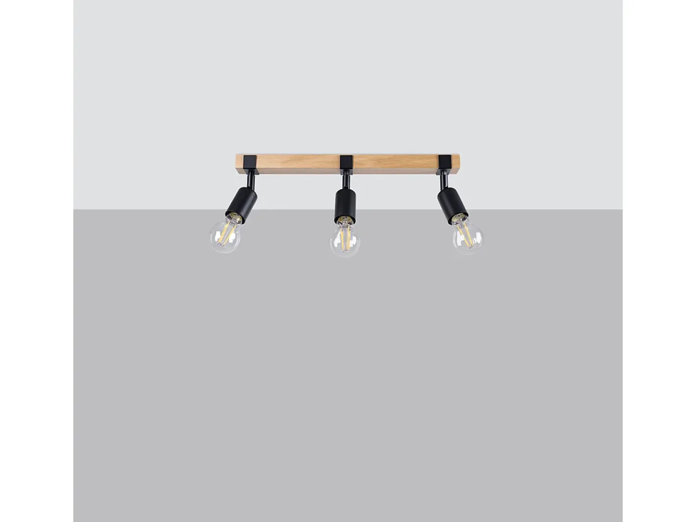 Sollux Lighting Lámparas De Techo Zuca Moderno De Acero/Madera - 3 Fuentes Luminosas - L.53 X A.14 Cm - Madera Negra Negro Hot