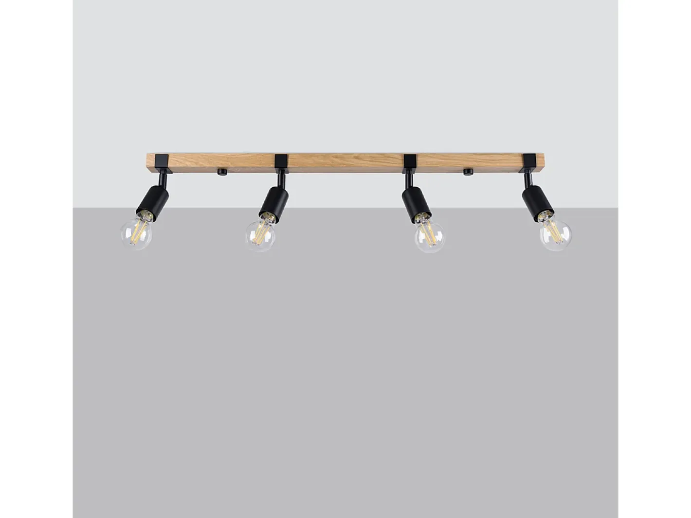Clearance Sollux Lighting Lámparas De Techo Zuca Moderno De Acero/Madera - 4 Fuentes Luminosas - L.89 X A.14 Cm - Madera Negra Negro