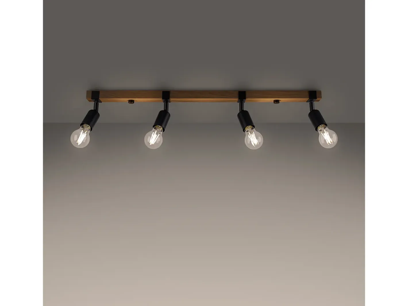 Clearance Sollux Lighting Lámparas De Techo Zuca Moderno De Acero/Madera - 4 Fuentes Luminosas - L.89 X A.14 Cm - Madera Negra Negro