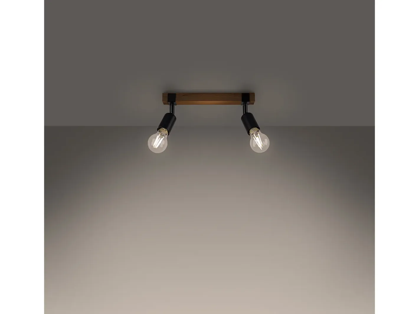 Sollux Lighting Plafón-Lámparas De Techo Zuca Moderno De Acero/Madera - 2 Fuentes Luminosas - L.38 X A.14 Cm - Madera Negra Negro