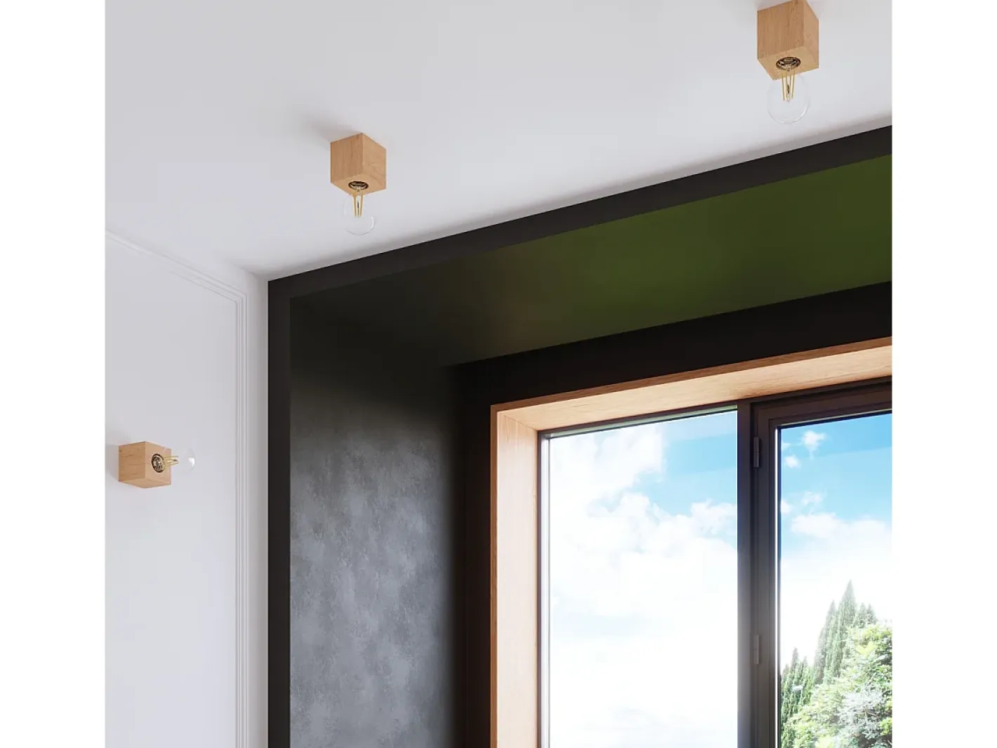 Sollux Lighting Plafón-Lámparas de techo Zxina escandinavo de madera - 1 fuentes luminosas 4000K - L.10 x A.10 cm - madera natural Color natural claro