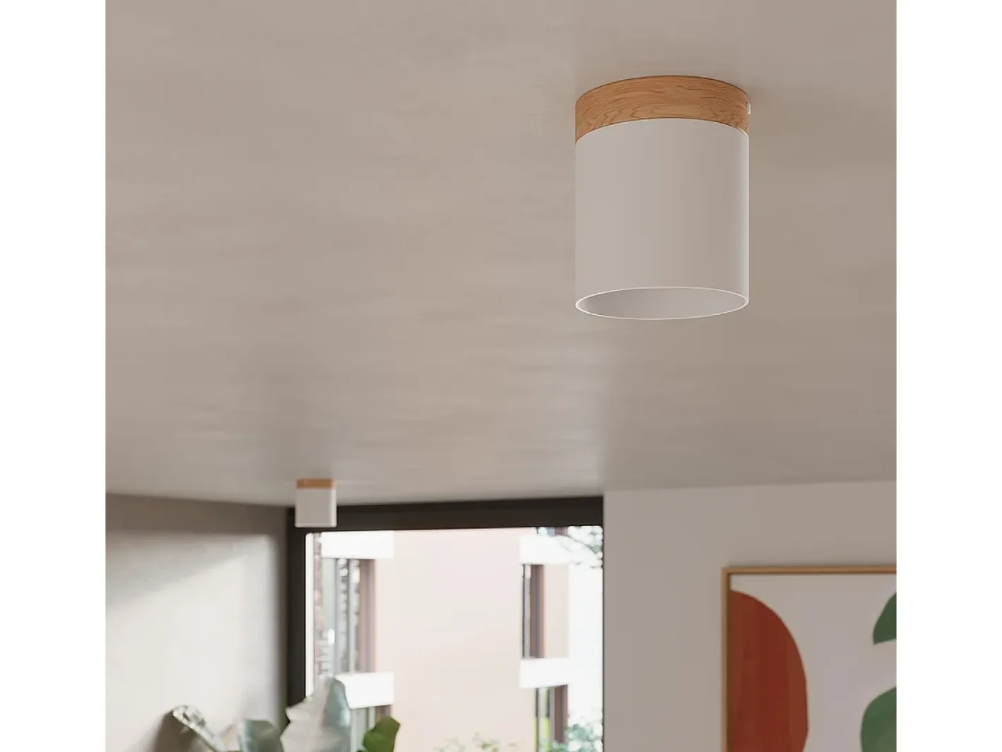 Sollux Lighting Plafón-Lámparas de techo Zyn escandinavo de madera/aluminio - 1 fuentes luminosas 3000K - L.12 x A.14 cm - /madera natural Blanco