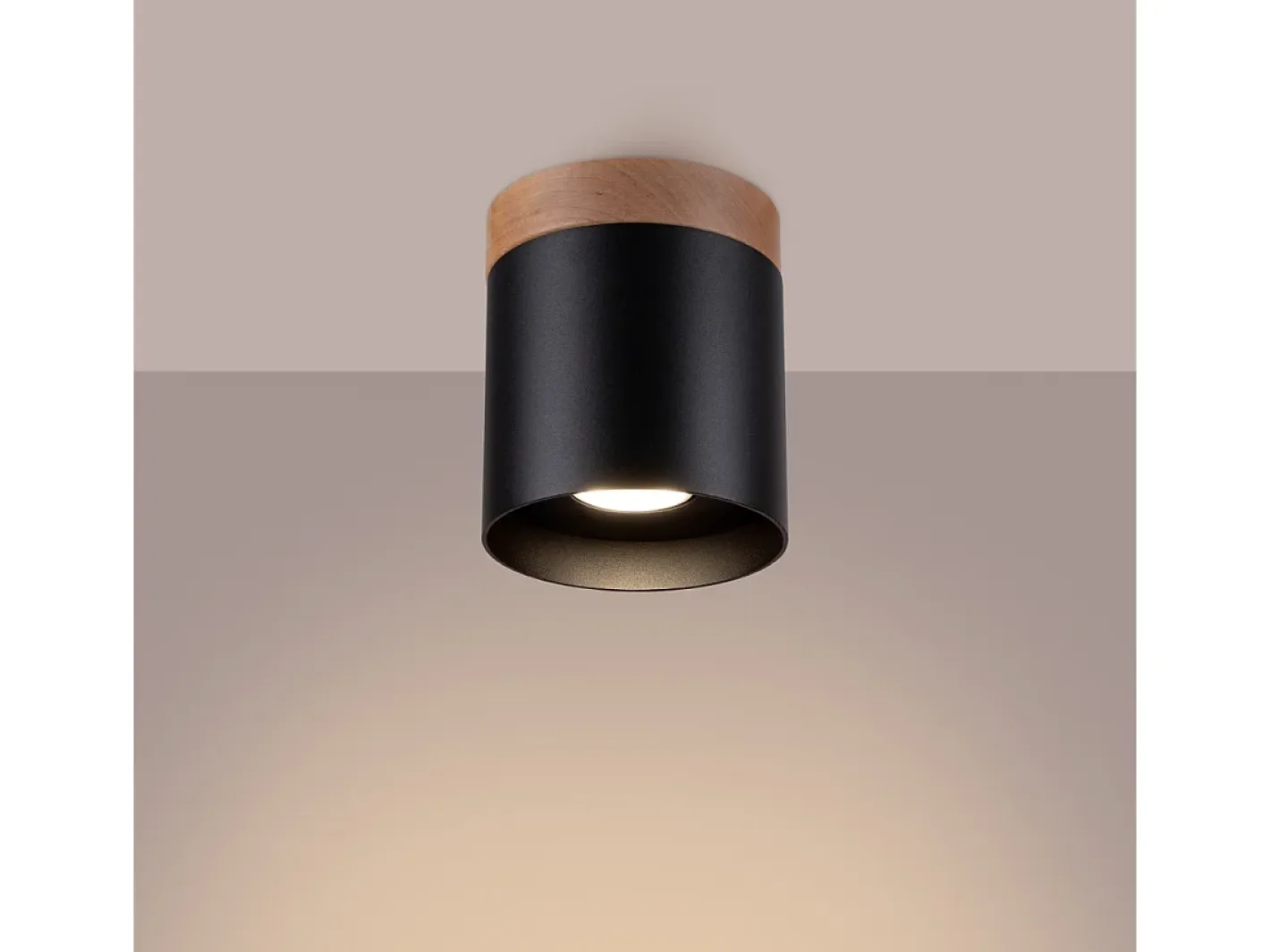 Sollux Lighting Lámparas de techo Zyn escandinavo de madera/aluminio - 1 fuentes luminosas 4000K - L.12 x A.14 cm - /madera natural Negro